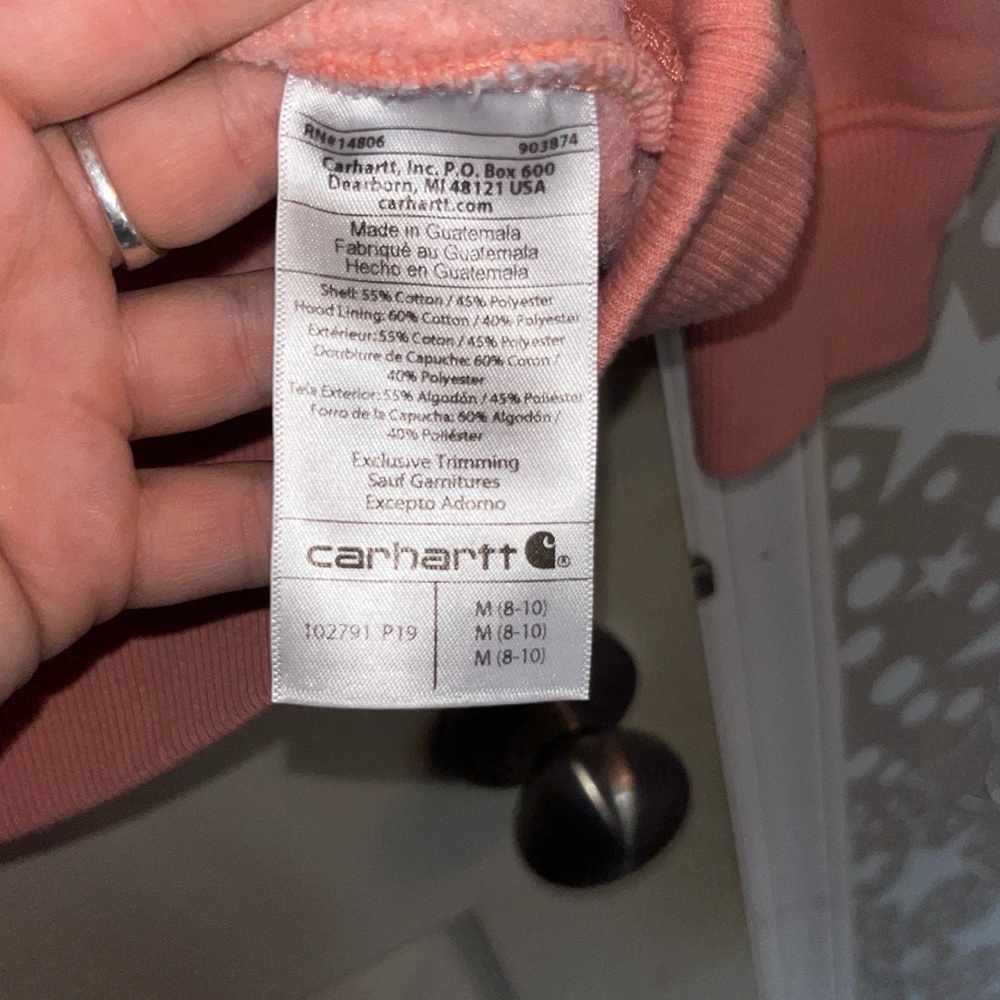 Carhartt Coral Pink Logo Sleeve Hoodie - Picture 4 of 4